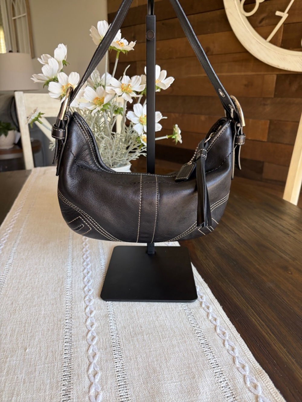 Vintage Coach SoHo mini Shoulder Hobo Bag black leather -  Style #8A01 - Picture 3 of 12